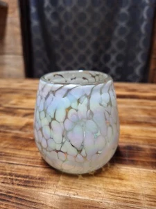 RACHEL ROY Iridescent Pink Luster Leopard Stemless Wine Glass NEW - Picture 1 of 10