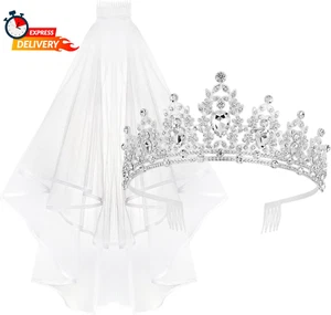 Bridal Tiara with Veil, Bridal Veils and Headpieces, Wedding Bridal Veil and Sil - Picture 1 of 12
