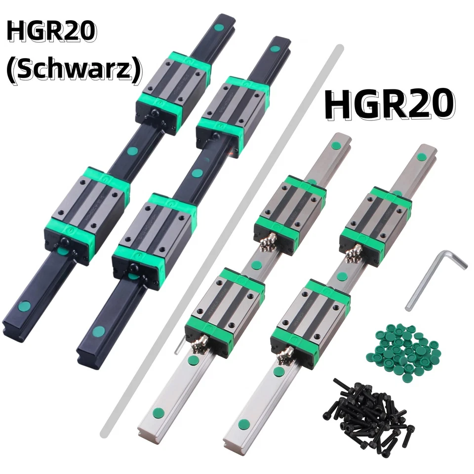 HGR15 HGR20 HGR25 Linearführung Führungsschiene Rail +4X HGH15/20CA Gleitblocks - Bild 1 von 4