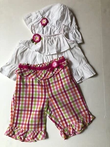 Vintage Gymboree Mädchen 3-teiliges Capri-Set Größe 12-18 Monate ~ Eimermütze - Bild 1 von 3