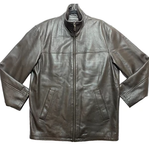 Roundtree & Yorke Real Lambskin Leather Jacket Men's M Brown Full Zip - Picture 1 of 19
