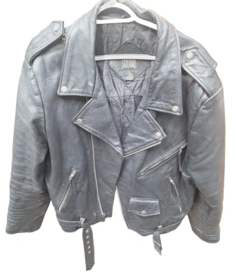 Chaqueta de cuero vintage Stefano para motocicleta talla grande Foto 1 de 4