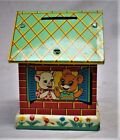 Vintage Tin House Bank  - Animal House - Made in Japan 
