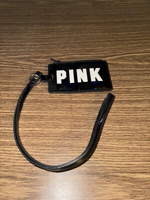 Victorias Secret Pink Graphic Black Patent Lanyard Limited ID Holder, Very Rare! - Image 1 of 4