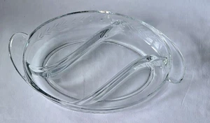 Fostoria Holly Clear 3-Part Relish - 12" Oval with Handles - Picture 1 of 5