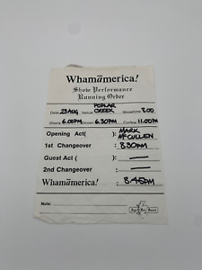 1985 Wham! Whamamerica Performance Running Order Concert Sheet George Michael