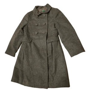 Benetton Girl's grey vintage Pea Coat Medium small 5-6 wool  (Tag Coming Off) - Picture 1 of 6