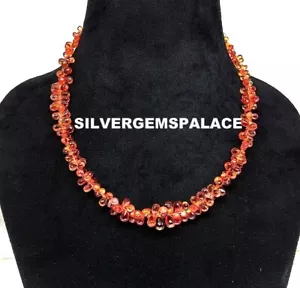 Padparadscha Orange Sapphire Beads Necklace Facete AAAA+Sapphire Gemstone Beads - Picture 1 of 10