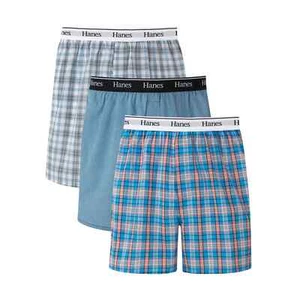 Hanes Originals Men's Woven Boxer, Moisture Wicking Woven Boxer, 3-Pack - Picture 1 of 9