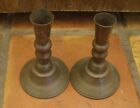 E7 - VINTAGE HAMMERED COPPER CANDLE STICK HOLDERS PAIR, In Good Used Condition