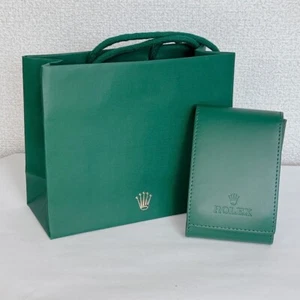 ROLEX Watch Case Green Leather Protection Soft Travel Pouch Watch Holder Japan - Picture 1 of 12
