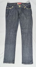 VTG APPLE BOTTOM Jeans Womens Sz 11/12 Blue Dark Wash Low Rise Y2K Zipper Accent