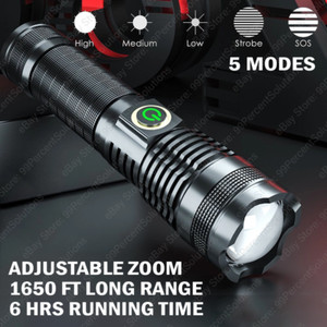 Rechargeable 990000LM LED Flashlight Tactical Police Super Bright Torch Zoomable