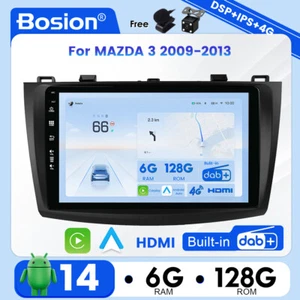 DAB+4G+HDMI Car Radio Stereo Android14 GPS Sat Nav Carplay For Mazda 3 2009-2013 - Picture 1 of 21