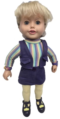 Vtg Interactive  Amazing Ally 1999 Playmates 18" Doll Purple Skirt Striped Top#2 - Image 1 of 4
