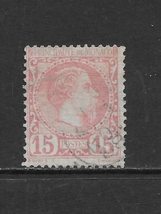 MONACO SCOTT 5 USED FINE - 1885 15c ROSE ISSUE - PRINCE CHARLES III - Picture 1 of 2
