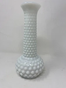 Vintage E. O. Brody White Hobnail Milk Glass Bud Vase Textured 7.5" Tall - Picture 1 of 11