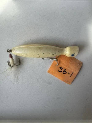 Señuelo de pesca vintage Stan Gibbs Polaris blanco plata manchas ojos pintados Foto 1 de 4
