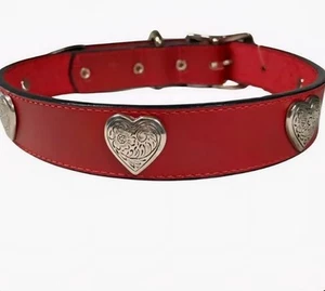 Woof Wear Collare in pelle con cuore rosso 20" - Foto 1 di 6