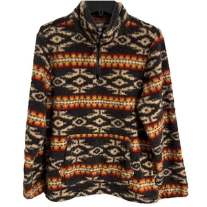 Rock and Roll Aztekenjacke Sherpa Überzieher halber Reißverschluss Größe Small Western gebraucht, in einwandfreiem Zustand t3 - Bild 1 von 8