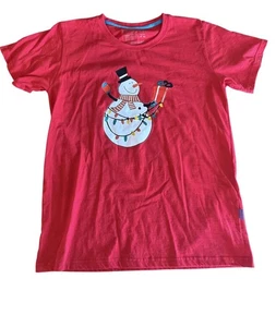 Rotes Schneemann Grafik T-Shirt (siehe Fotos) Baumwolle/Polyester Mischung Weihnachten Top - Bild 1 von 6