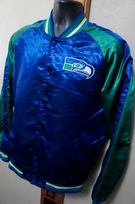 Abrigo Chaqueta Mitchell & Ness Seattle Seahawks NFL Retro Vintage Satén Dugout Foto 1 de 4