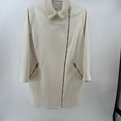 Old Navy Coat Jacket Women’s XXL Plus 2XL Winter White Wool Blend Zip Faux Fur - Image 1 of 4