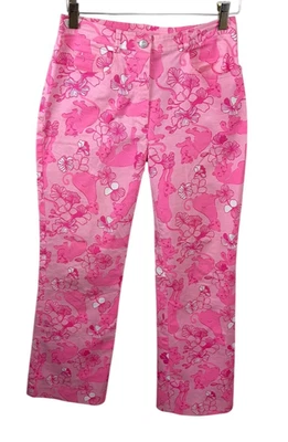 Calça de tornozelo vintage Lilly Pulitzer rosa floral estampa de gato tamanho 2 praia costeira - Imagem 1 de 3