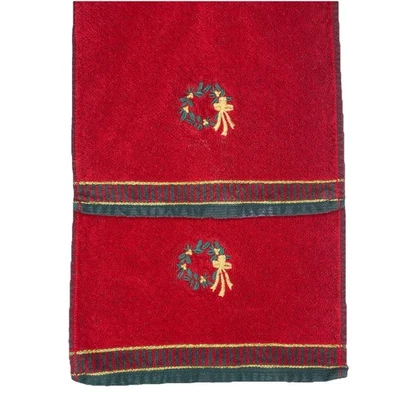 Juego de 2 toallas de mano Santens con la punta del dedo guirnalda roja de Navidad hechas en EE. UU. Foto 1 de 4
