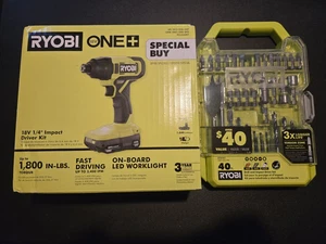Ryobi ONE+ 18V Impact Driver Kit & 40pc Drill/Drive Bit Set – PCL235K1 NEW - Picture 1 of 9