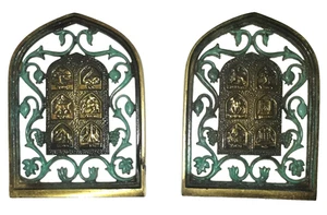 Vintage Brass Bronze Set of Bookends. Oppenheim Israel No Base-See Pics - Picture 1 of 7