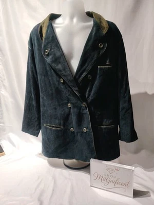 Abrigo Chaqueta De Gamuza Vintage Modelo NORMA Para Hombre Azul Marino - Forro Floral Alemán Talla L Foto 1 de 4