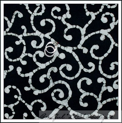 BonEful Fabric FQ Cotton Quilt B&W BATIK Black White Scroll Swirl Dot Holiday US - Image 1 of 4