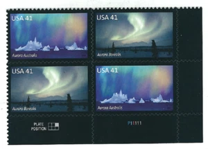 Scott #4203/4...41 Cent...Polar Lights...Plate Block - Picture 1 of 1