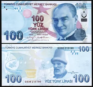 Turchia 100 lire 2009 - 2024, UNC, prefisso G, P-226, nuova firma - Foto 1 di 3