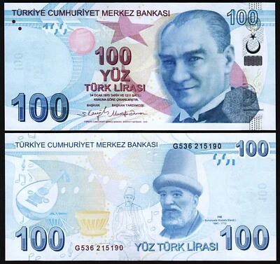 Turkey 100 Lira 2009 - 2024, UNC, Prefix G, P-226, New Signature - Image 1 of 3