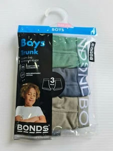 Bonds Boys Kids 3 Pack Cotton Trunks Underwear sizes 2 3 Colour Khaki - Picture 1 of 3