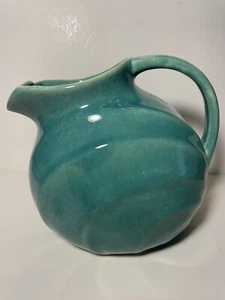 Art Pottery '40's Aqua Glazed Pitcher. - Picture 1 of 4