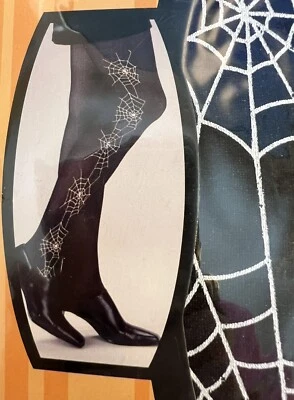 Spider Web Pantyhose Up To Size 14 Adult Black & White NEW SEALED - Image 1 of 3