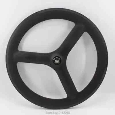 700C  Full Carbon Fixed Gear Track Road Bike Wheel 3 Spokes Tubular Rim Matt UD - Image 1 of 4