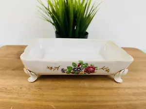 PLATO CON PATAS DE DISEÑO FLORAL DE PORCELANA VINTAGE - Imagen 1 de 3