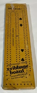 VINTAGE WOOD CRIBBAGE BOARD TOYS R US! CONTINUNUOUS TRACK TAIWAN OB - Picture 1 of 10