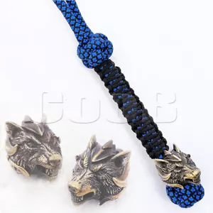 EDC Paracord Messer Schlüsselband, Schlüsselanhänger Paracord Perlen Charm WOLF FENRIR CooB - Bild 1 von 3