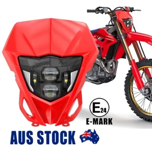 Dirtbike LED Headlight for Honda CRF250R CRF450R CRF250L CRF450L w/ Red Fairing - Picture 1 of 12