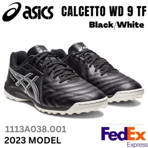 Asics Futsal Turf Shoes CALCETTO WD 9 TF 1113A038 001 Black/White WIDE 2023 NEW - Picture 1 of 13