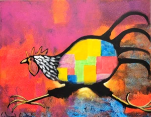 Leland Holiday Navajo Painting 16"x20" original acrylic canvas #229 chicken - Picture 1 of 3