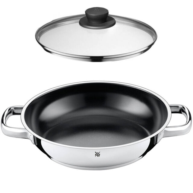 WMF Set de dos sartenes Devil 24 cm y 28 cm, con antiadherente para todo  tipo de cocinas incluido inducción + Mini sartén con revestimiento de 18  cm, acero inoxidable Cromargan pulido, inducción por 109,36€