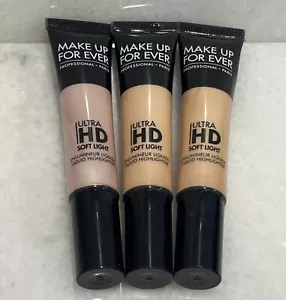 3 Make Up For Ever Ultra HD Soft Light Liquid Highlighter (2) 30, (1) 20 0.4oz - Picture 1 of 3