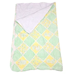 Vintage Baby Blanket Sleeping Bag Yellow Green Ducks Nursery Animal Theme Zip Up - Picture 1 of 11