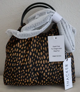 Thacker H0361CBD Carmel Spotted Dyed Cow Fur Leather Kara Crossbody Purse $188 - Picture 1 of 15